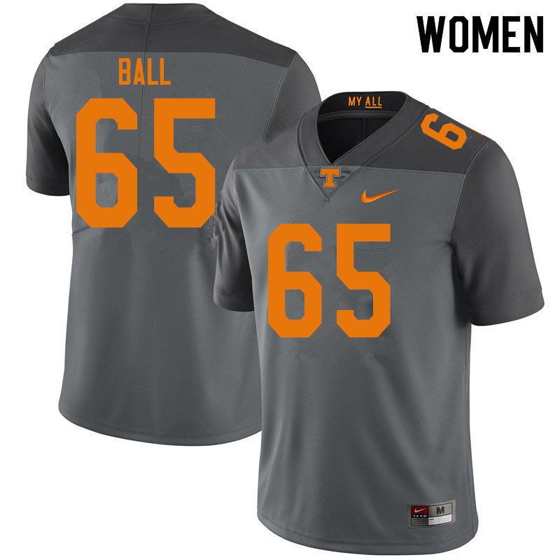 Women #65 Parker Ball Tennessee Volunteers College Football Jerseys Sale-Gray
